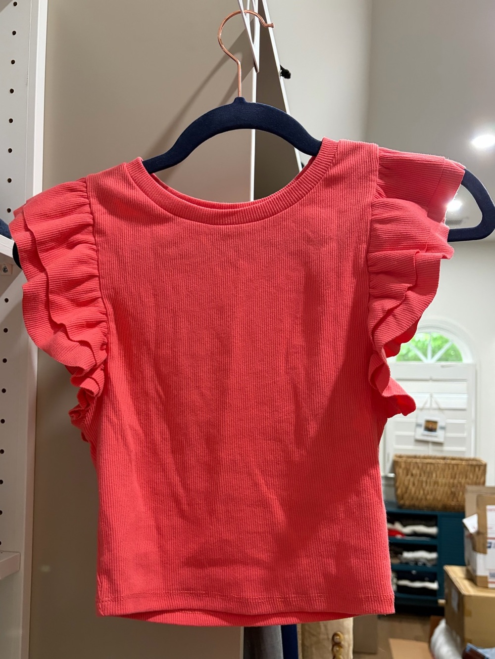 Ruffled Sleeve Coral Top